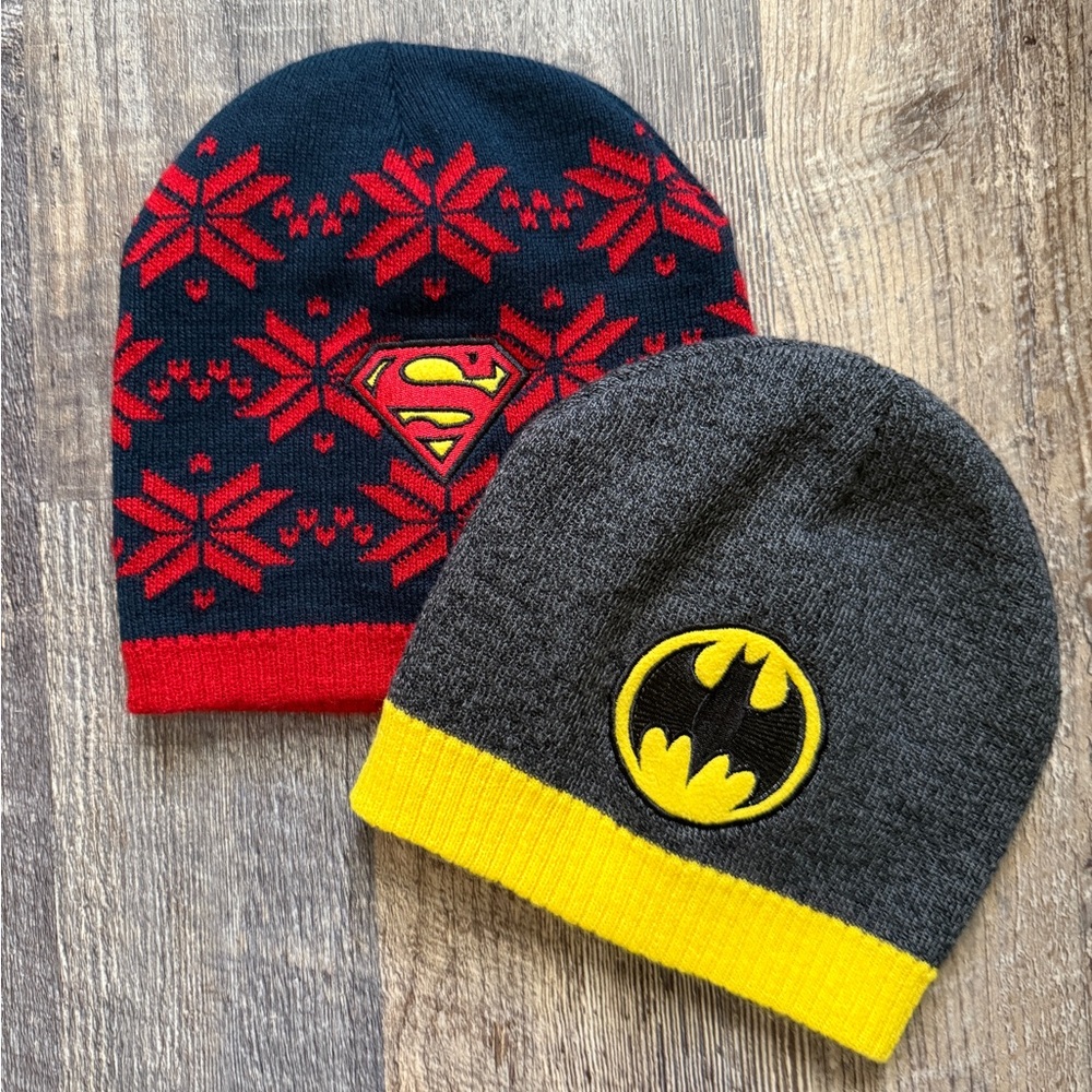 Superman and Batman Knit Beanies